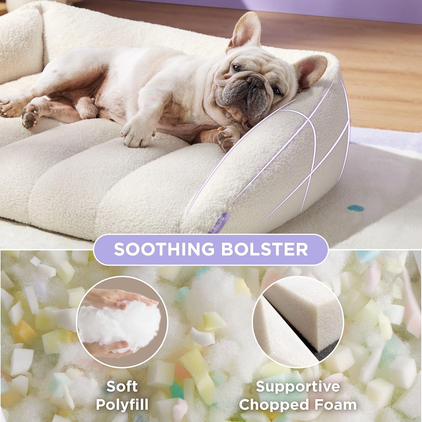 CAMA ORTPÉDICA DE FELPA ESTILO SOFÁ PARA PERROS MEDIANOS