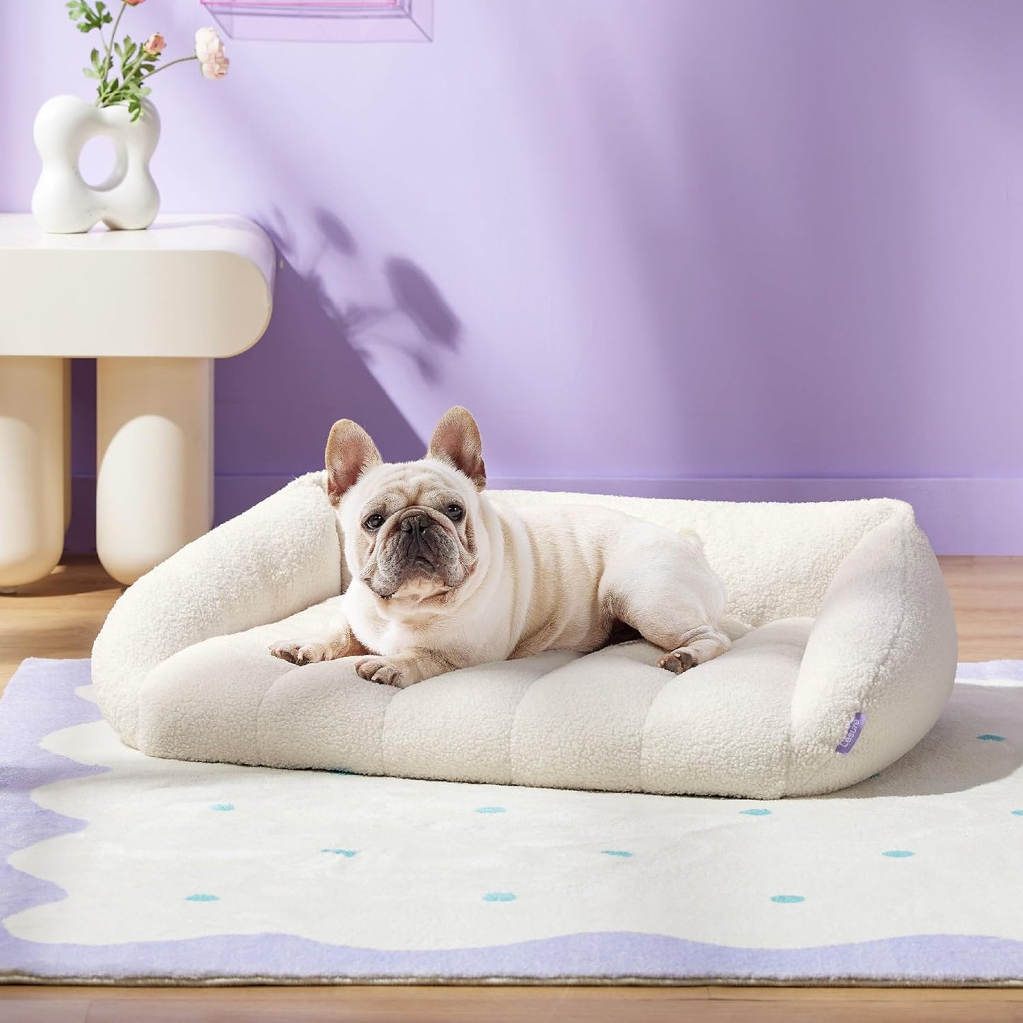 CAMA ORTPÉDICA DE FELPA ESTILO SOFÁ PARA PERROS MEDIANOS