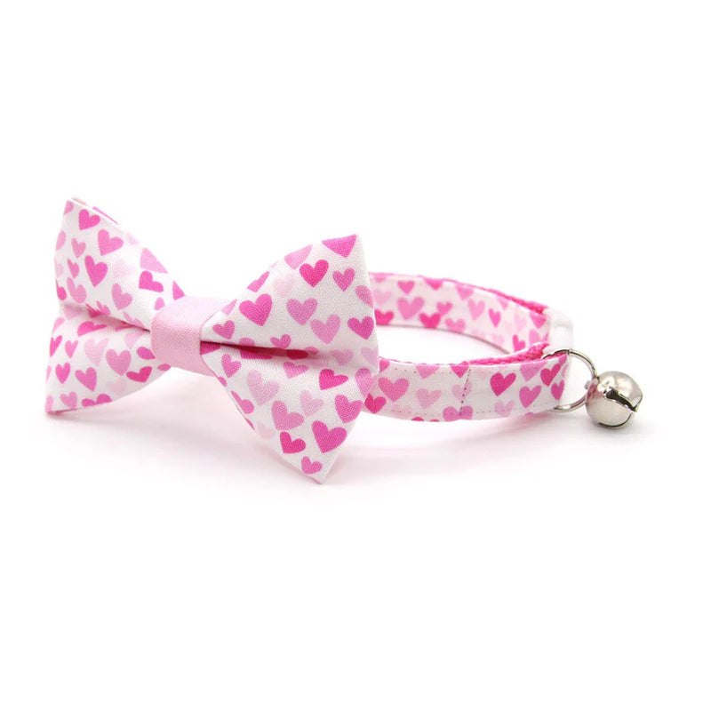 ¨DARLING¨ FUCHSIA PINK HEART CAT COLLAR & BOWTIE