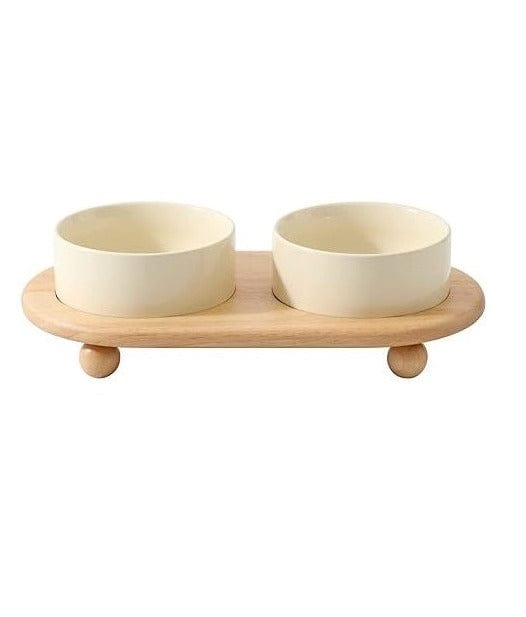SET DE PLATOS DE CERÁMICA CON SOPORTE DE MADERA