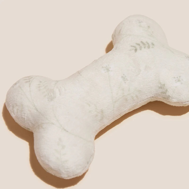 REESE + MURPHY GREEN AND IVORY FLORAL BONE SHAPED TOY