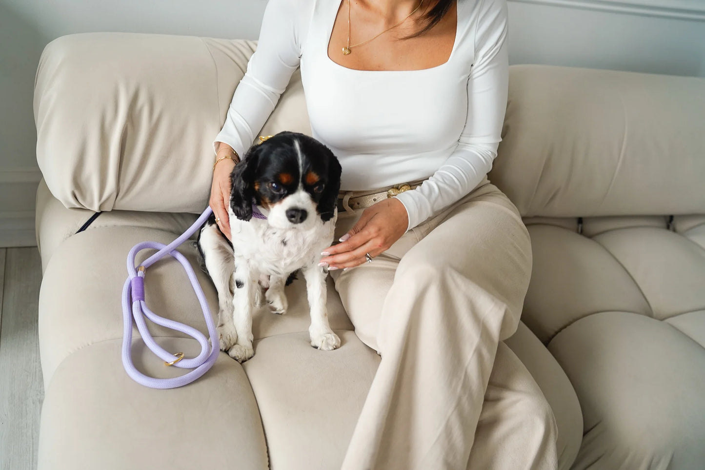 BRAIDED ROPE LEASH LAVENDER