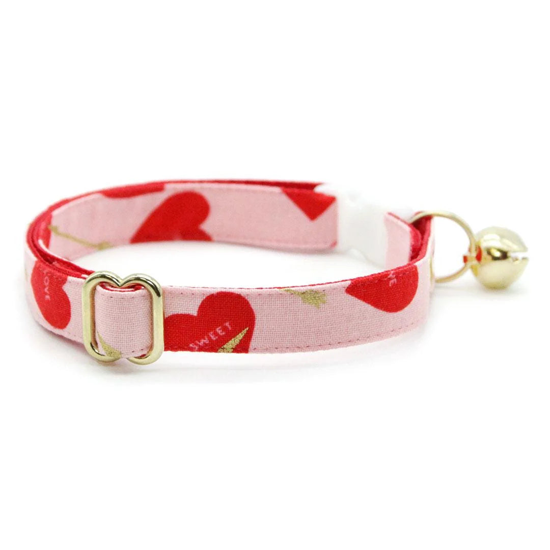 ¨LOVESTRUCK¨RED & PINK CUPID HEARTS CAT COLLAR