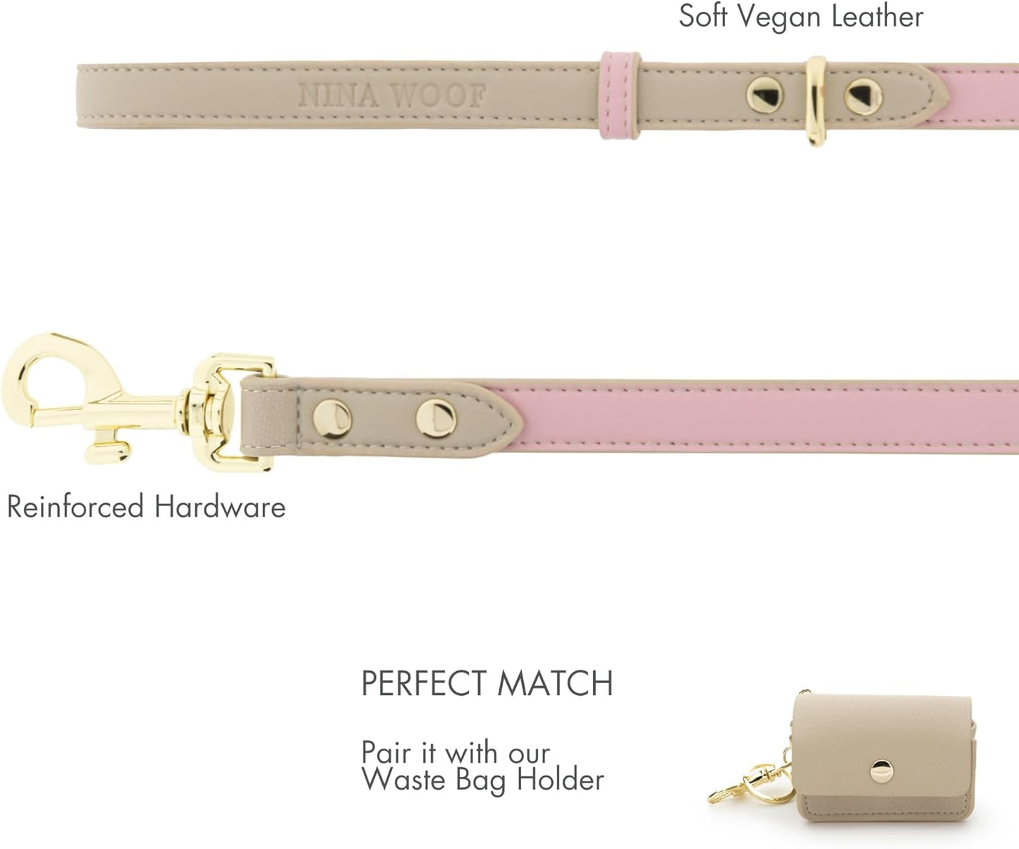 NINA WOOF CUPERTINO LEASH PINK