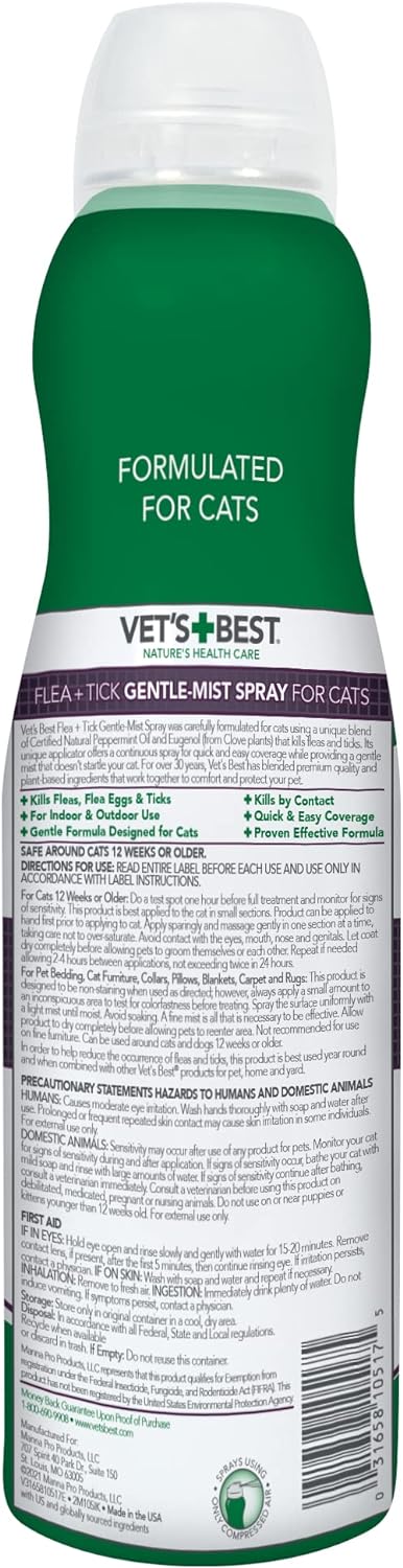 VET'S BEST SPRAY SUAVE CONTRA PULGAS Y GARRAPATAS PARA GATOS