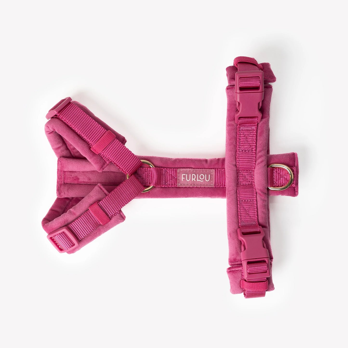 MAGENTA VELVET DOG HARNESS