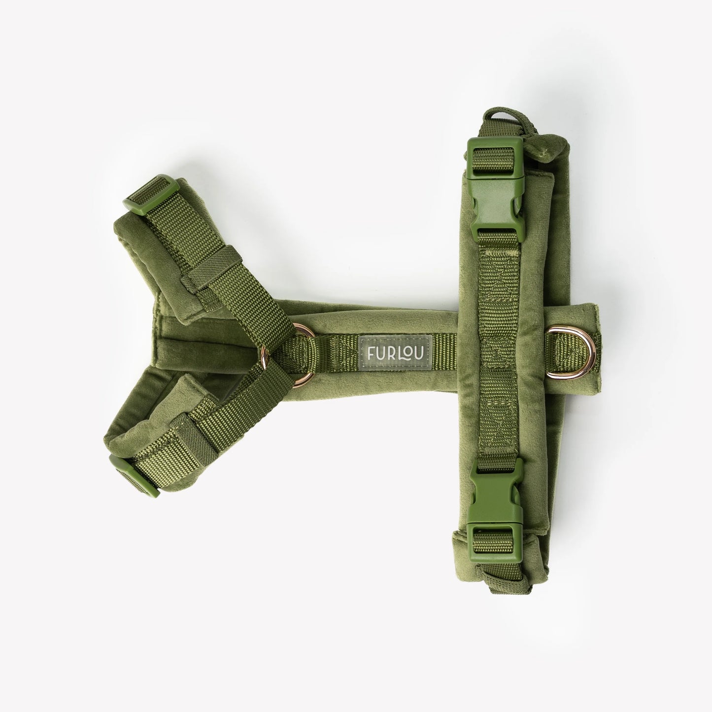 GREEN VELVET DOG HARNESS