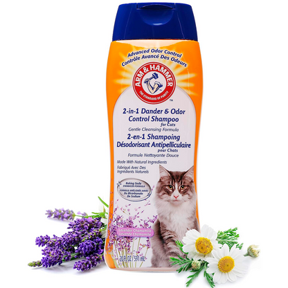 ARM & HAMMER SHAMPOO DESODORANTE Y REDUCTOR DE CASPA 2 EN 1 PARA GATOS DE LAVANDA Y MANZANILLA