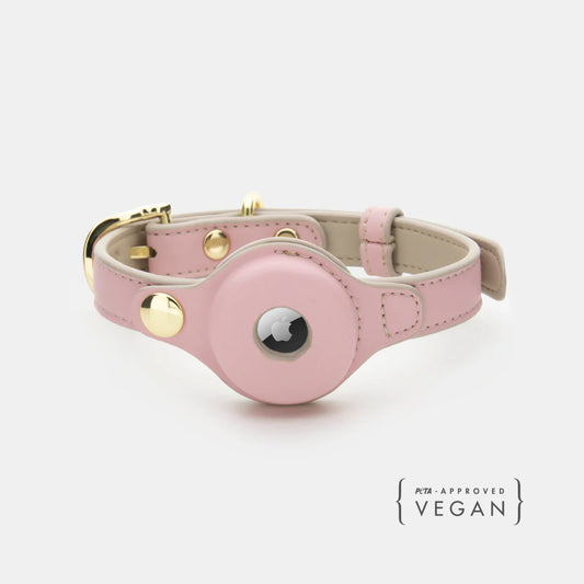 NINA WOOF COLLAR AIR TAG ENABLED VEGAN LEATHER-PINK (USED)