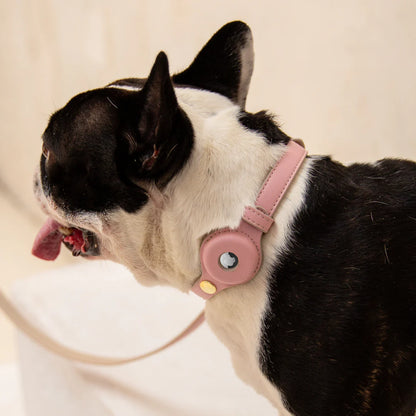 NINA WOOF COLLAR AIR TAG ENABLED VEGAN LEATHER-PINK (USED)
