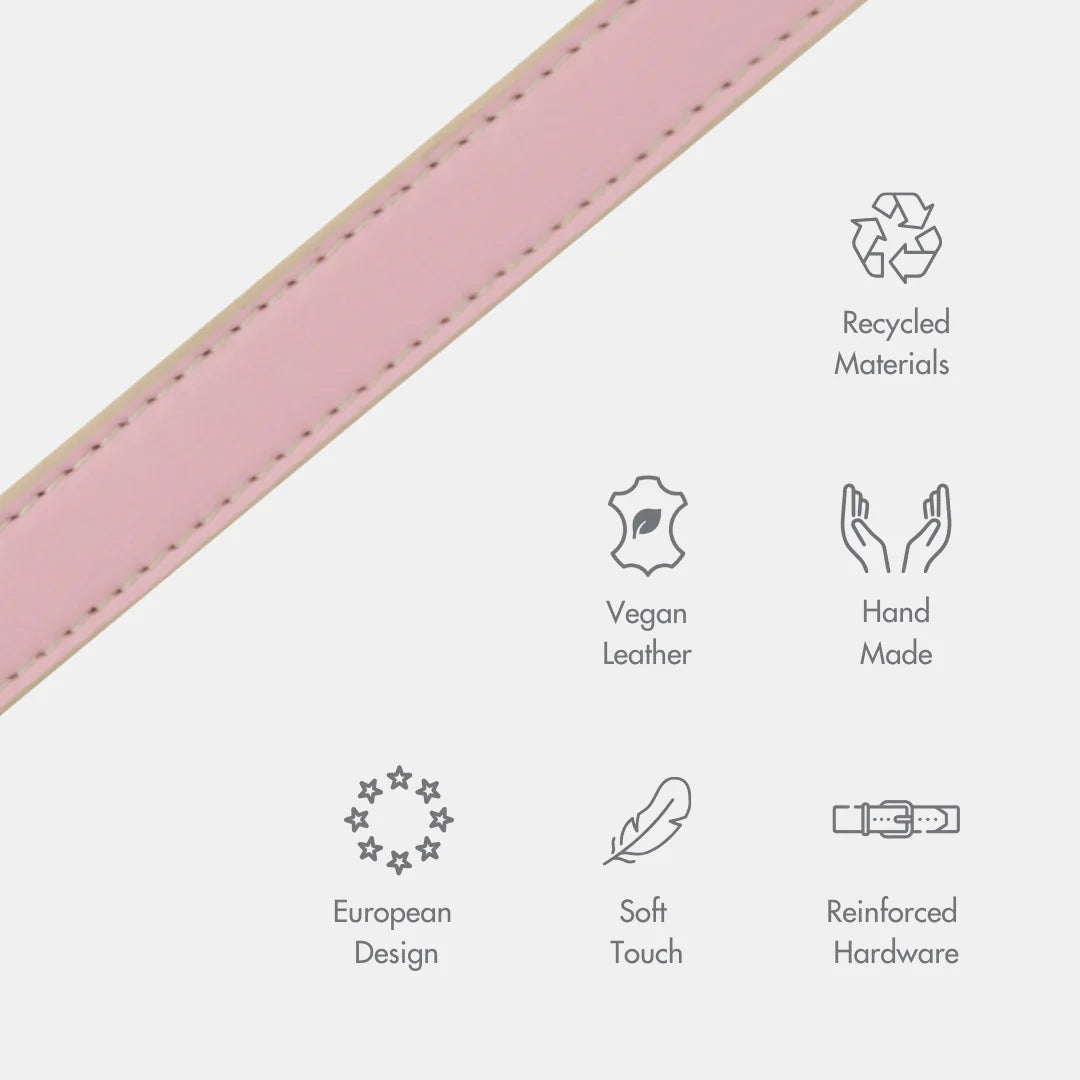 NINA WOOF COLLAR AIR TAG ENABLED VEGAN LEATHER-PINK (USED)
