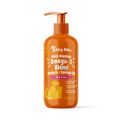 ZESTY PAWS WILD ALASKAN OMEGA 3 BLEND – SALMON OIL 32 OZ
