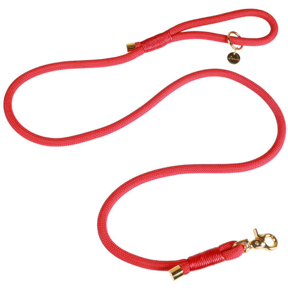 BRAIDED ROPE LEASH CHERRY RED