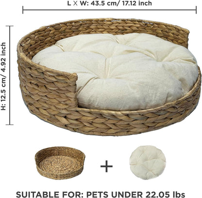 VNITURE HANDCRAFTED WATER HYACINTH PET BED FOR SMALL BREEDS