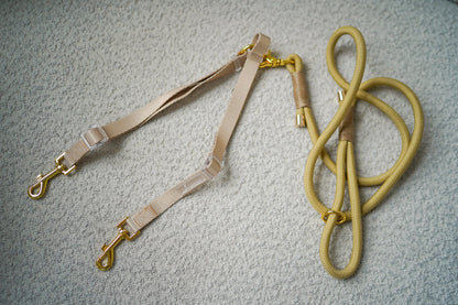 DOG LEASH COUPLER SPLITTER GOLD BEIGE