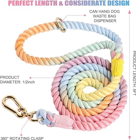 NUGUTIC HANDMADE BRAIDED ROPE DOG LEASH