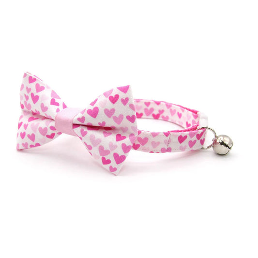 ¨DARLING¨ FUCHSIA PINK HEART CAT COLLAR & BOWTIE