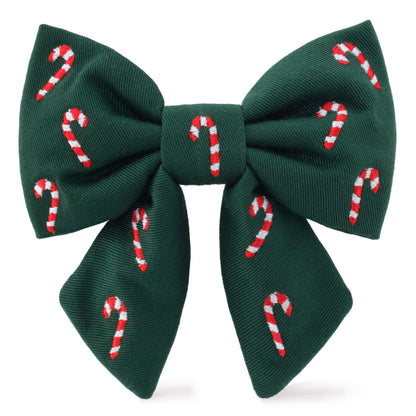 CANDY CANES EMBROIDERED LADY DOG BOW