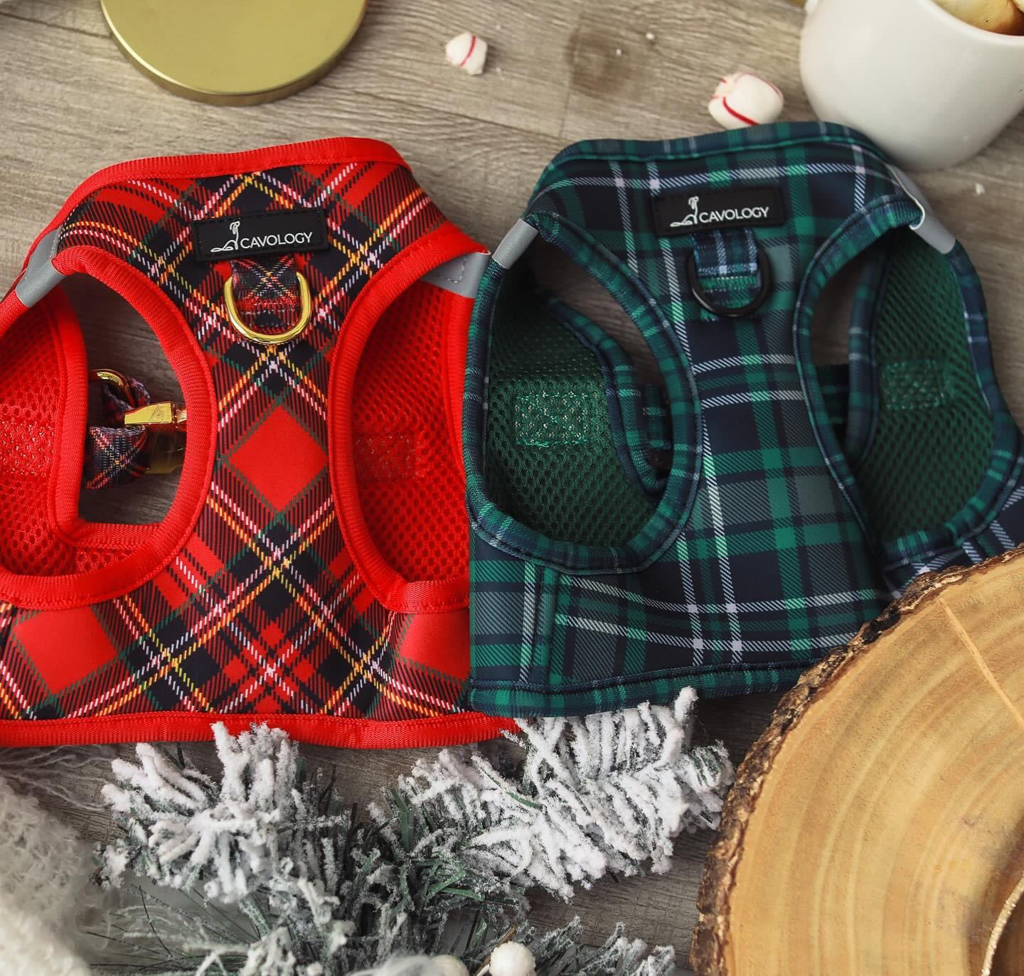 VEST STEP IN HARNESS - GREEN PLAID TARTAN