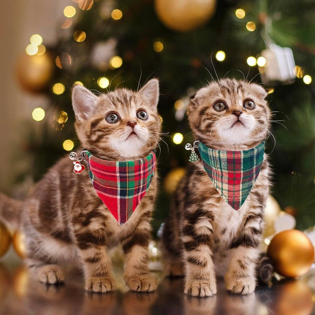 ADOGGYGO Christmas Cat Bandana Collars