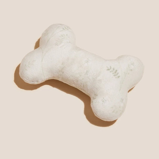 REESE + MURPHY GREEN AND IVORY FLORAL BONE SHAPED TOY