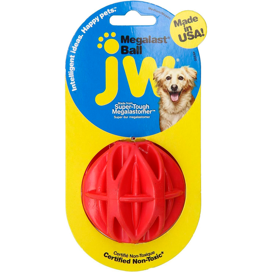 JW PET MEGALAST BALL DOG TOY. CERTIFIED NON-TOXIC