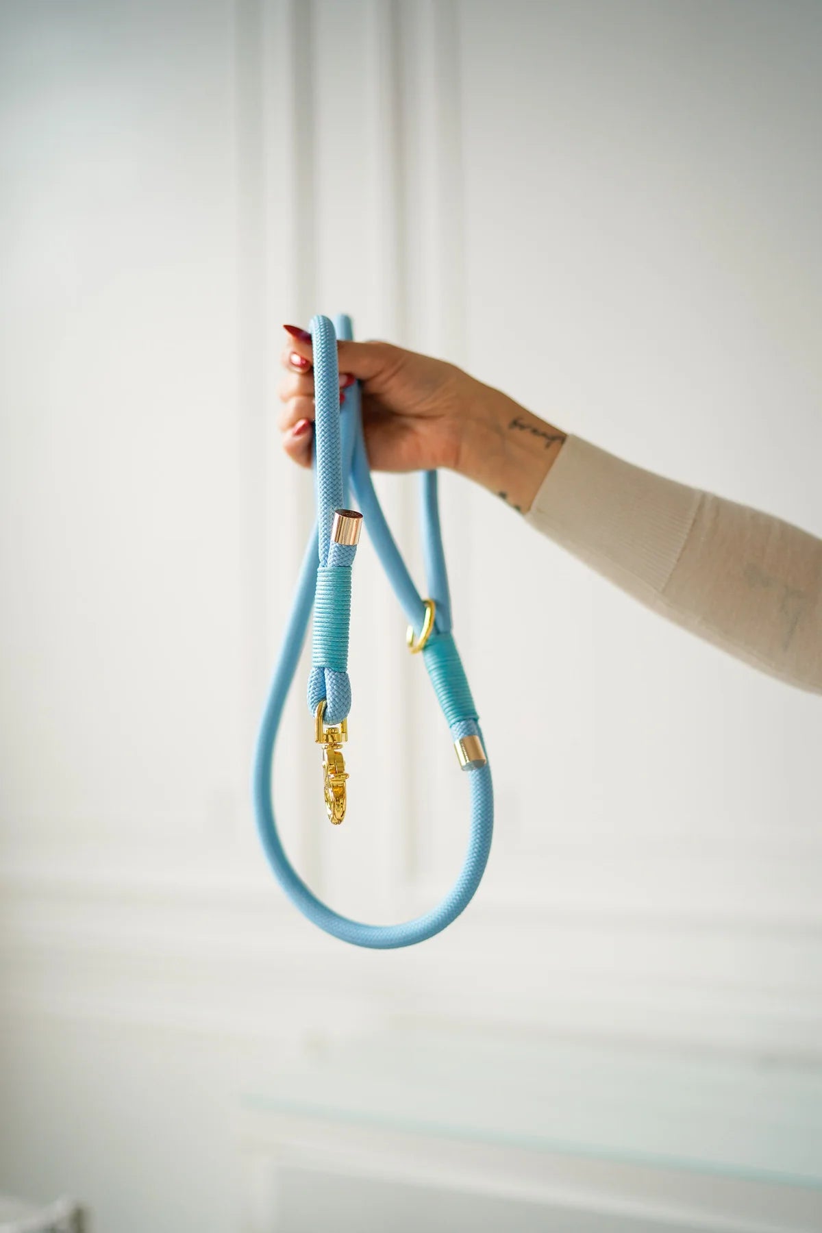 BRAIDED ROPE LEASH TEAL