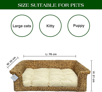 VNITURE HANDCRAFTED WATER HYANCINTH PET BED FOR MEDIUM BREEDS