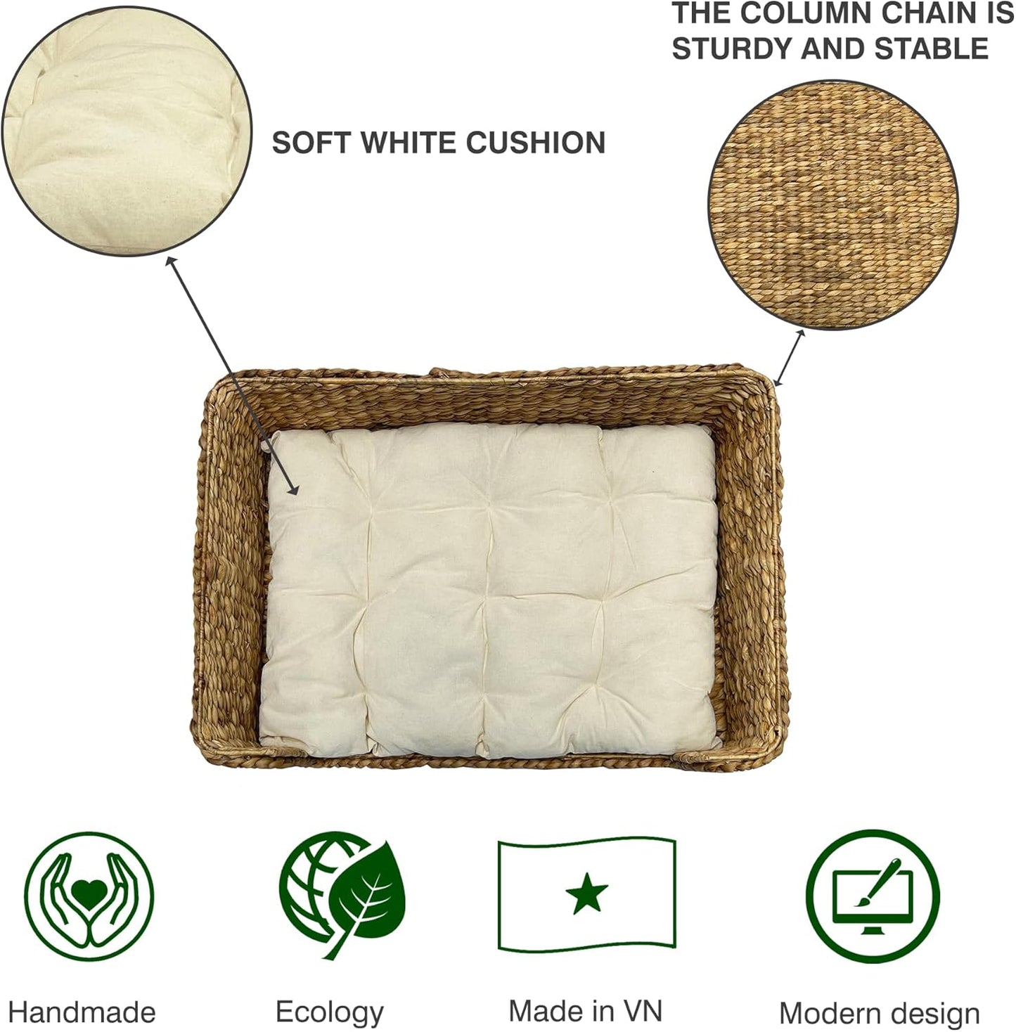 VNITURE HANDCRAFTED WATER HYANCINTH PET BED FOR MEDIUM BREEDS