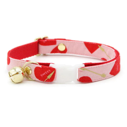 ¨LOVESTRUCK¨RED & PINK CUPID HEARTS CAT COLLAR