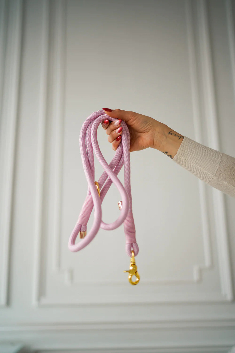 BRAIDED ROPE LEASH PINK