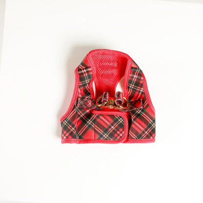 VEST STEP IN HARNESS - RED PLAID TARTAN